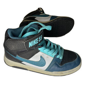 Nike SB Dunk high top teal gray black leather 2015 skate shoes women 6 youth 4